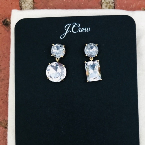 J.Crew Mismatched Crystal Drop Earrings NWT - Picture 2 of 4
